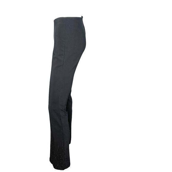 90s Y2K VTG Size XS Whimsigoth Pants Flare Low Rise Black Back Zip Beaded - Picture 2 of 9